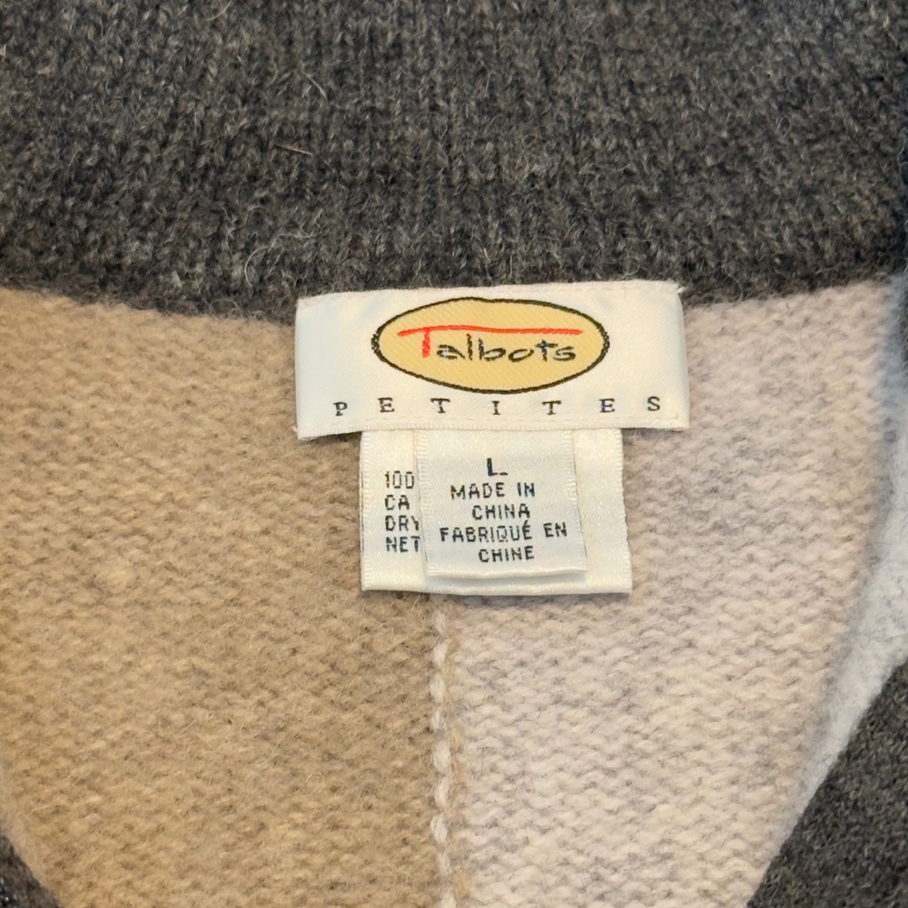 Talbots Petites 100% Wool Full Zip Patchwork Card… - image 4